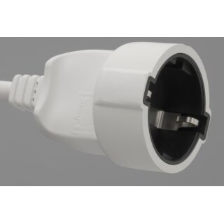 Shielded Mains Extension Cable with Schuko Plug and Cable Socket, 5m, White