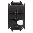 CONNEX Multicore- Stromverteiler, 2 x Harting E 16pol (1-9) auf 6 x Schuko mit Klappdeckel