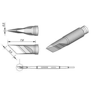JBC Lötspitze Serie C210, Sonderform, C210018/3,4 x 0,3mm, klingenförmig