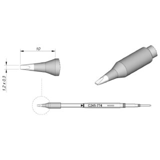 JBC Lötspitze Serie C245 Meißelform, C245774/1,2 x 0,3mm, gerade