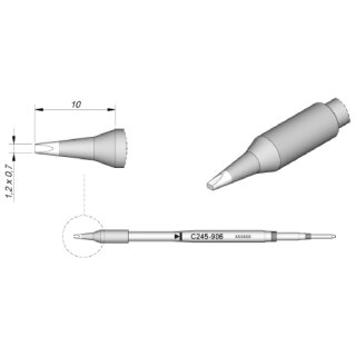 JBC Soldering Tip Series C245 Chisel Shape, C245906/1.2 x 0.7mm, Straight