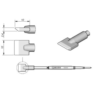 JBC Soldering Tip Series C245 Blade Shape, C245914/10.0mm, Angled