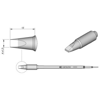JBC Soldering Tip Series C470, Chisel Shape, C470014/4.0 x 1.3mm