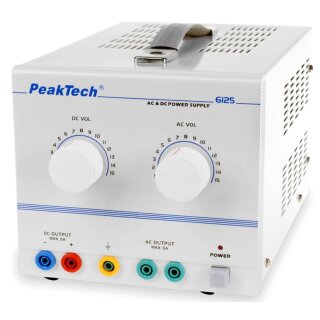 PeakTech 6125, Stabilisiertes AC/DC- Labornetzgerät 1-15 V AC/DC / 5 A